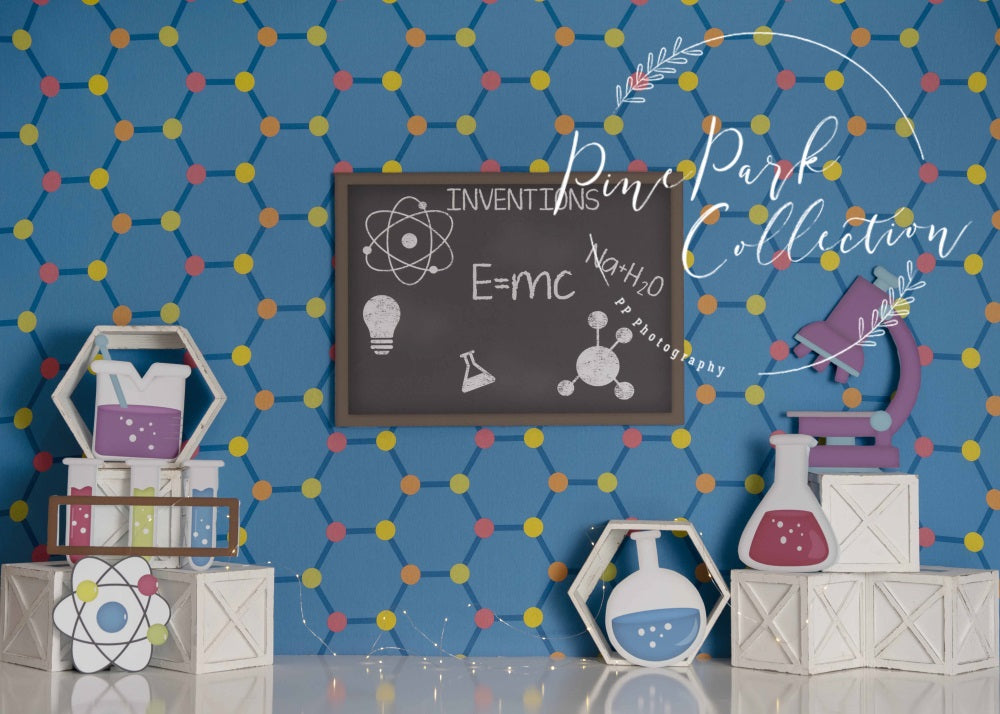 Kate Cake Smash Little Scientist Blue Backdrop Designed By Pine Park Collection -UK