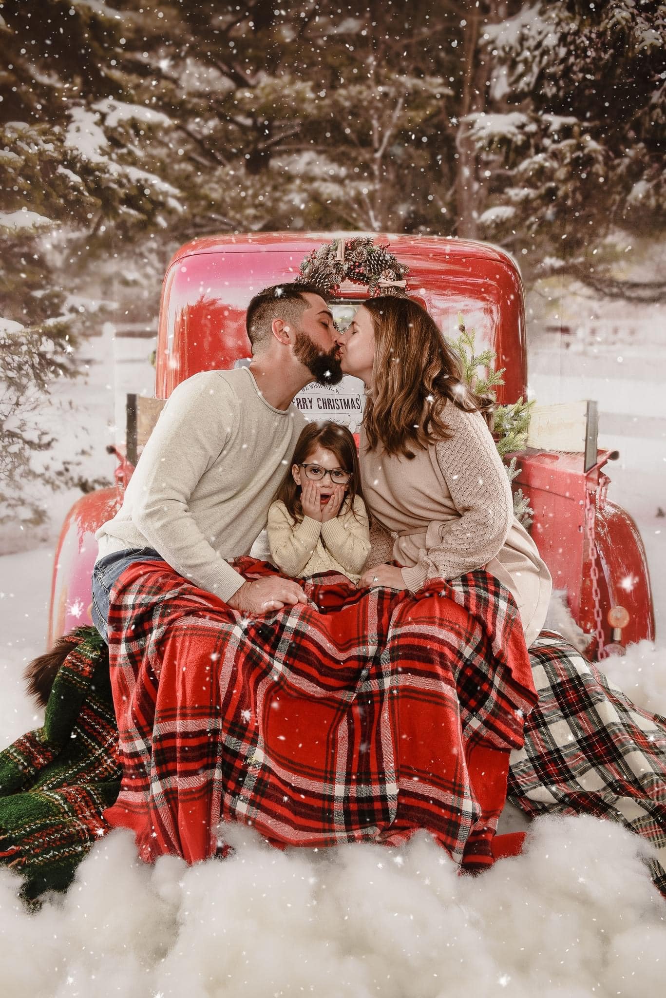 Kate Red Christmas Truck in Snow Backdrop Designed by Mandy Ringe Photography -UK