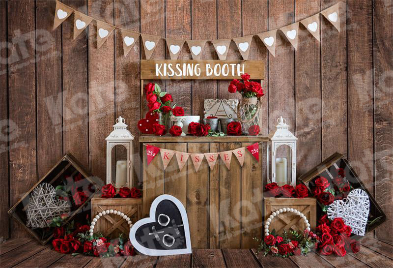 Kate Valentine's Day Rose Vintage Wood Backdrop for Photography -UK