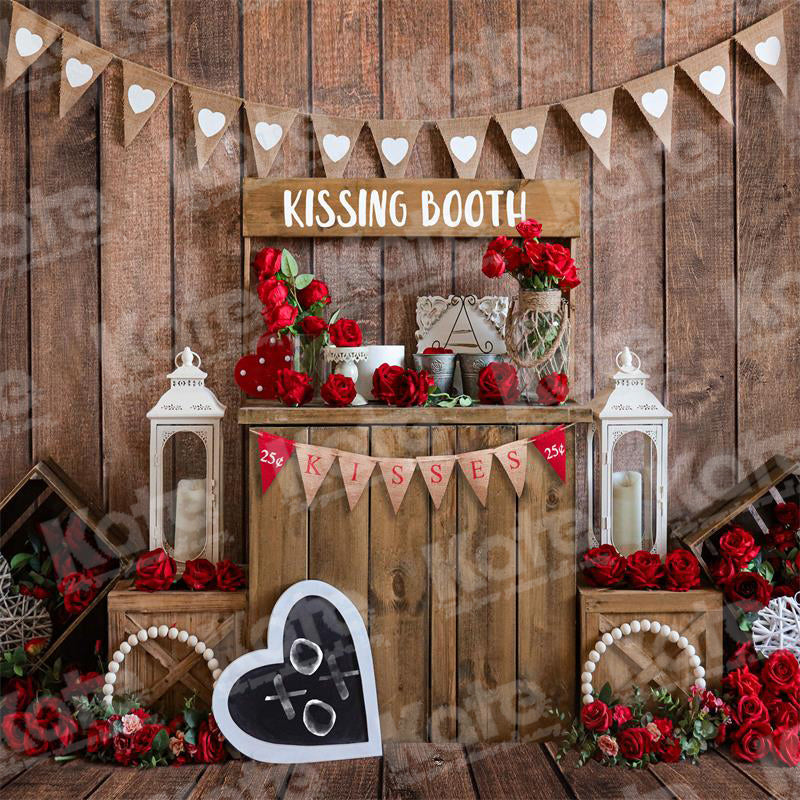 Kate Valentine's Day Rose Vintage Wood Backdrop for Photography -UK
