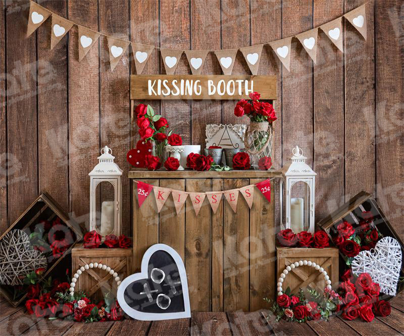 Kate Valentine's Day Rose Vintage Wood Backdrop for Photography -UK