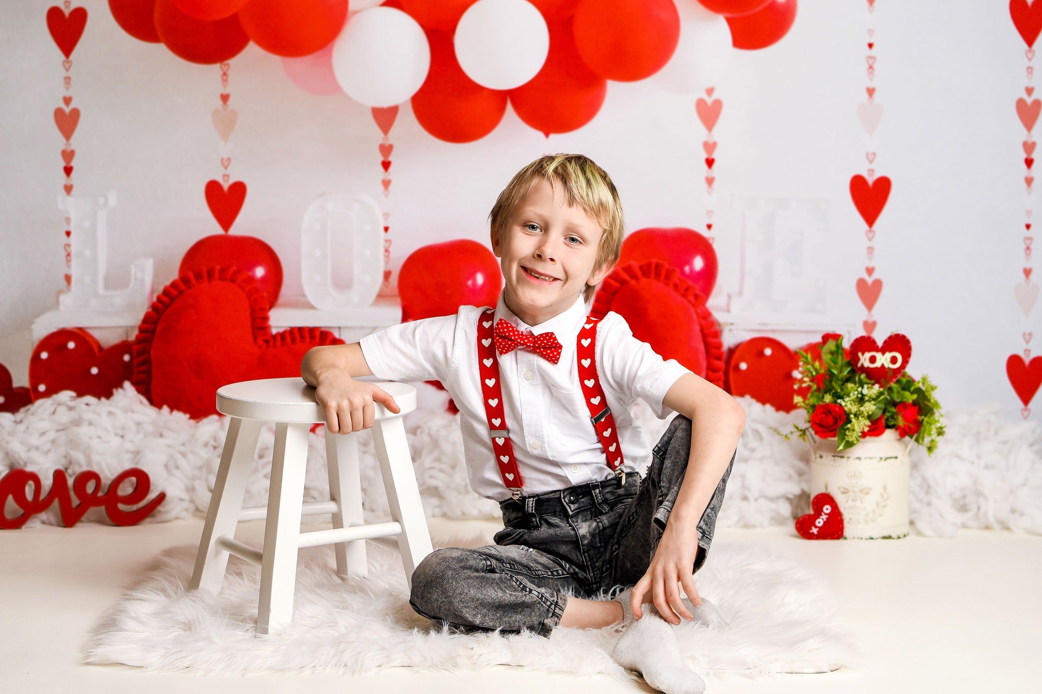 Kate Valentine's Day Balloons Love Heart Backdrop Designed by Uta Mueller Photography -UK