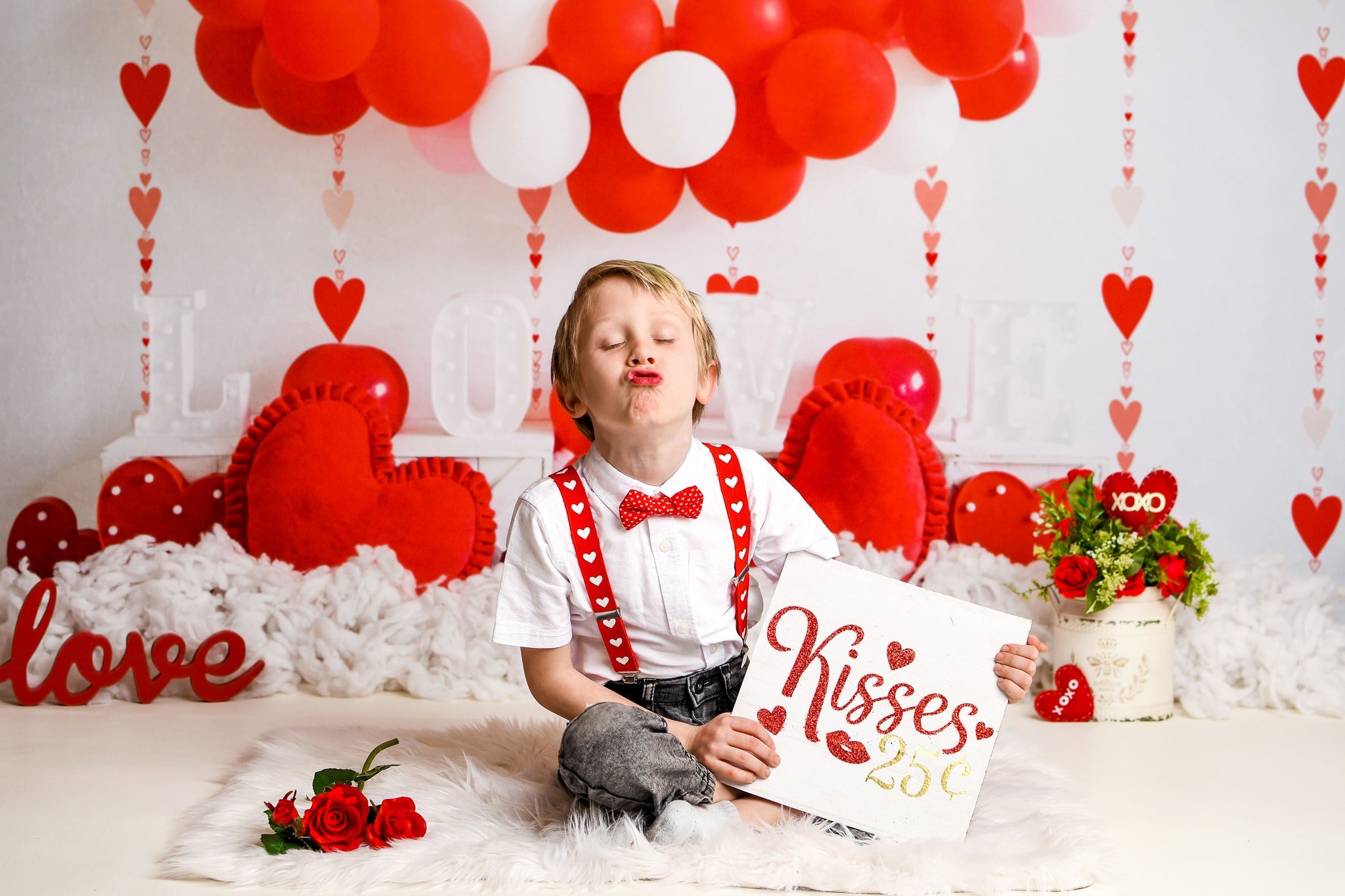 Kate Valentine's Day Balloons Love Heart Backdrop Designed by Uta Mueller Photography -UK