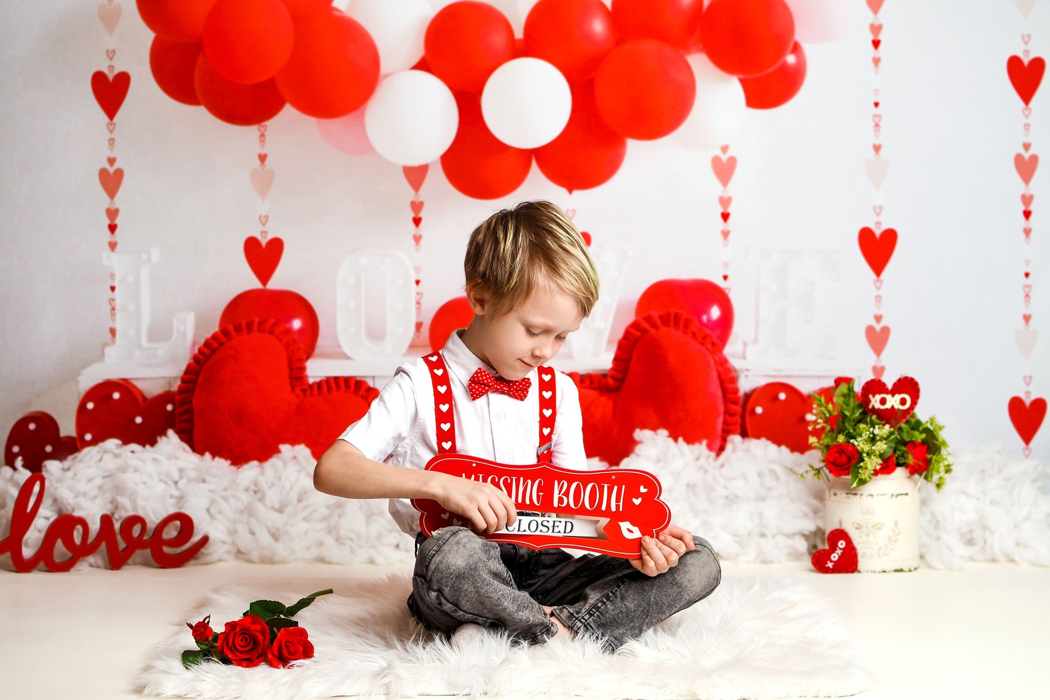 Kate Valentine's Day Balloons Love Heart Backdrop Designed by Uta Mueller Photography -UK