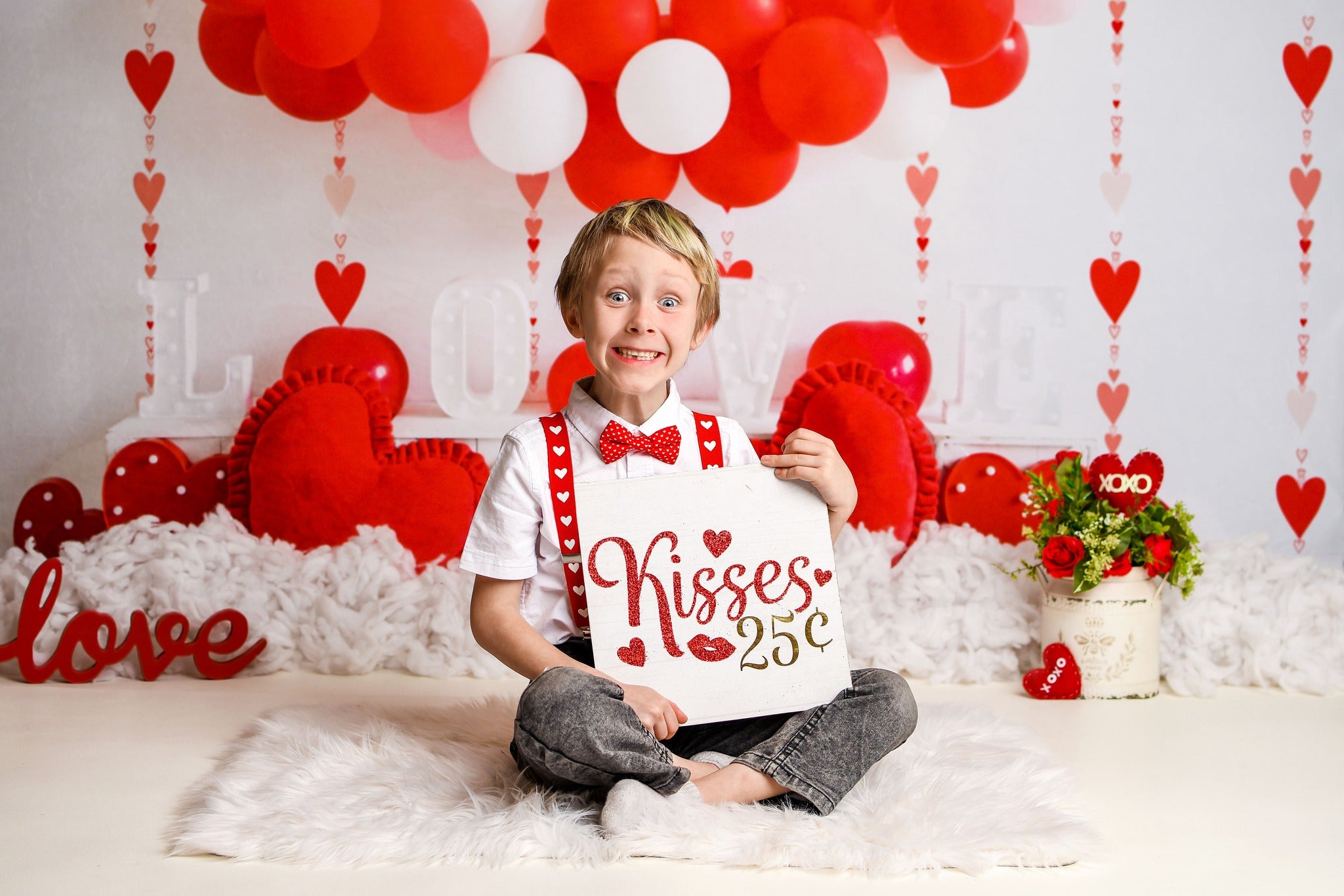 Kate Valentine's Day Balloons Love Heart Backdrop Designed by Uta Mueller Photography -UK