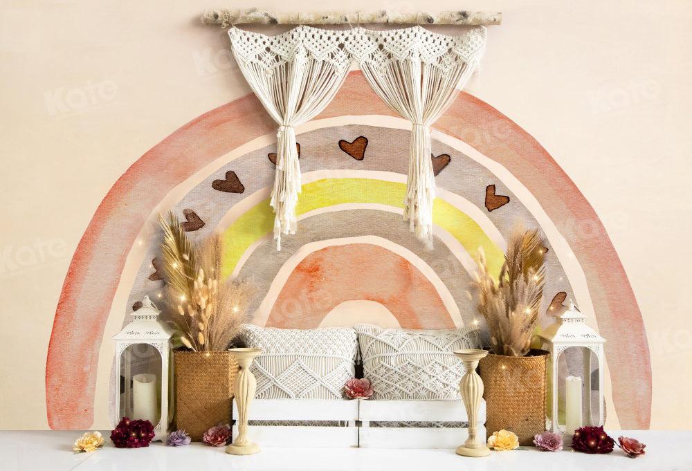 Kate Spring Boho Rainbow Birthday Backdrop for Photography -UK