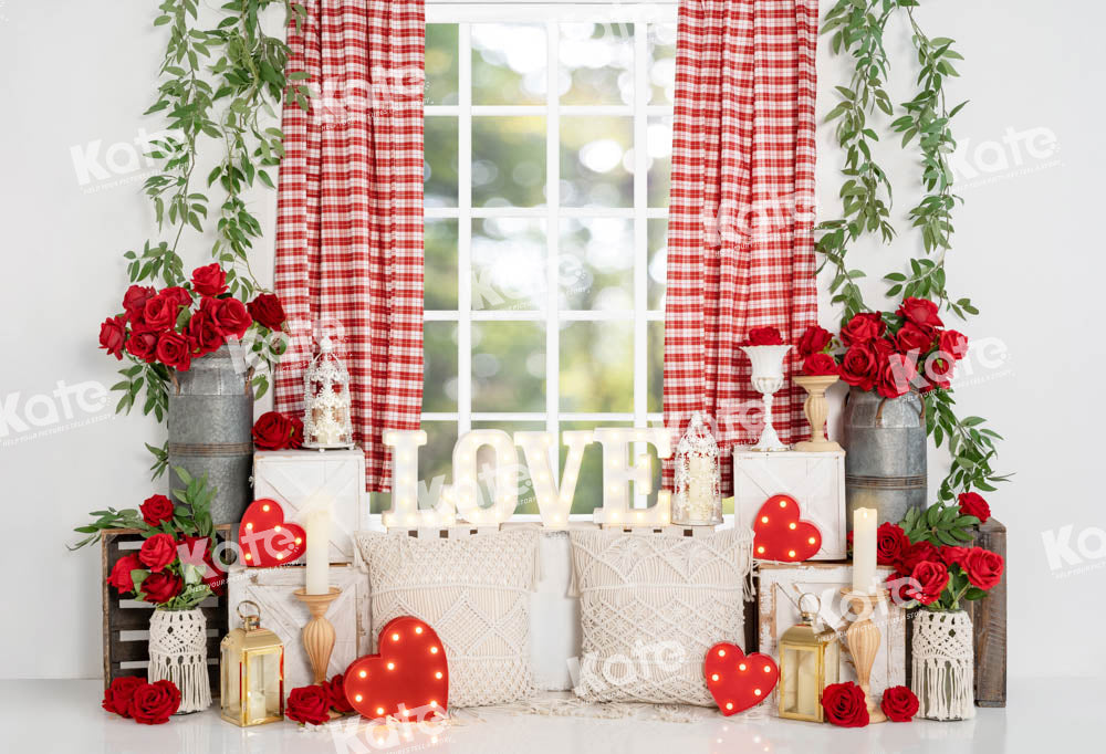 Kate Valentine's Day Rose Boho Window Backdrop Designed by Emetselch -UK
