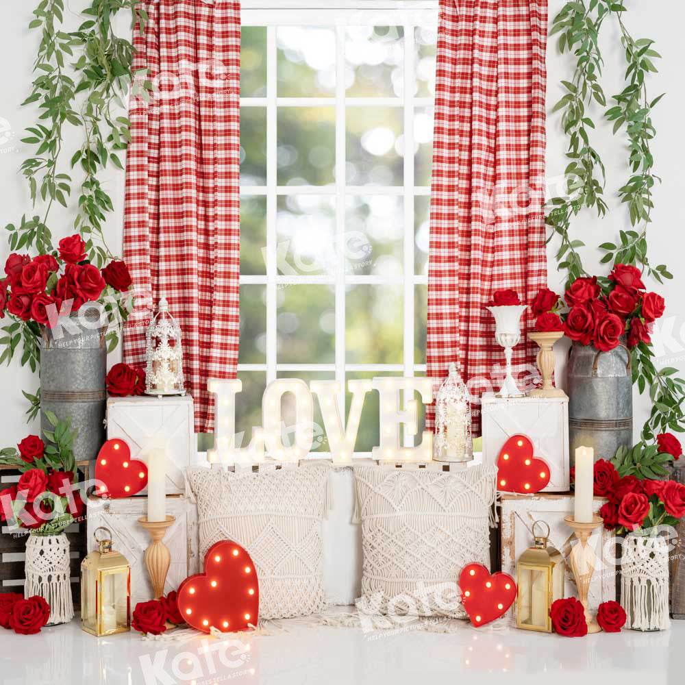 Kate Valentine's Day Rose Boho Window Backdrop Designed by Emetselch -UK