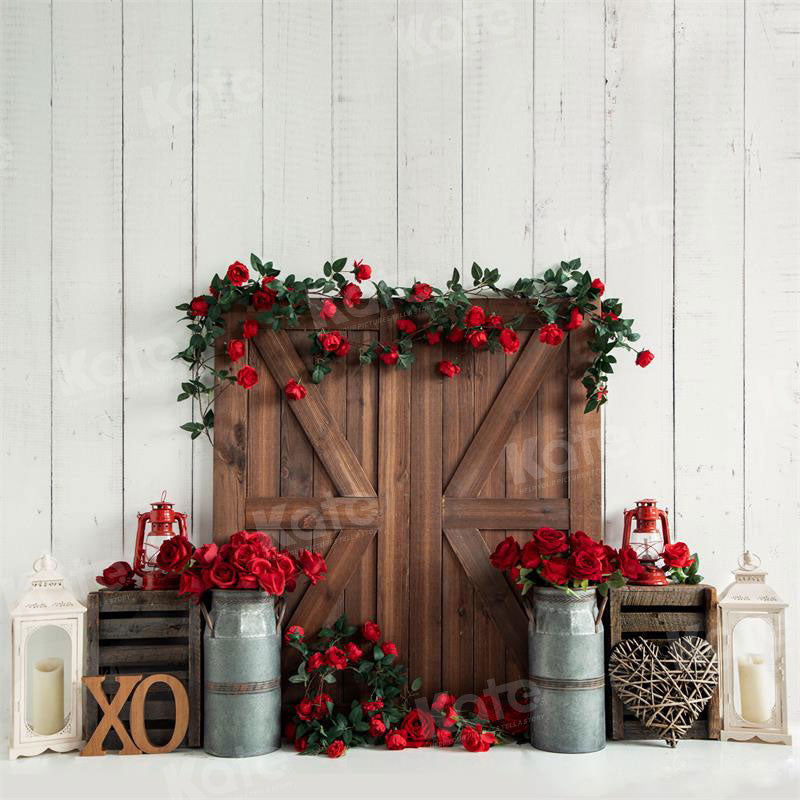Kate Valentine's Day Barn Door Rose Backdrop for Photography -UK