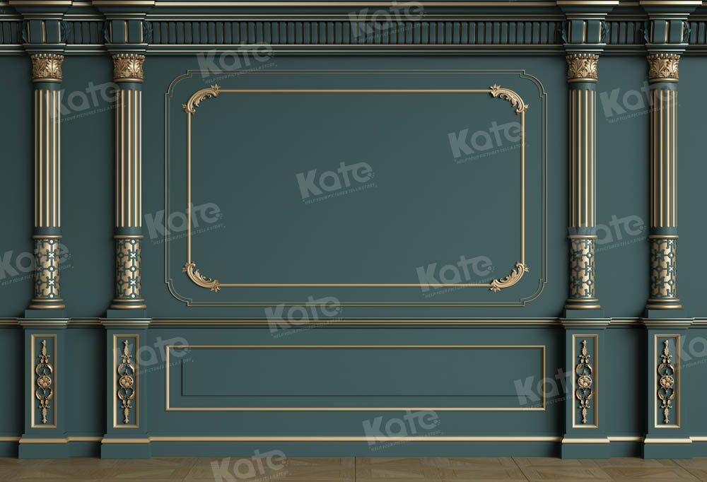 Kate Retro Interior Green Vintage Wall Golden Backdrop for photography -UK