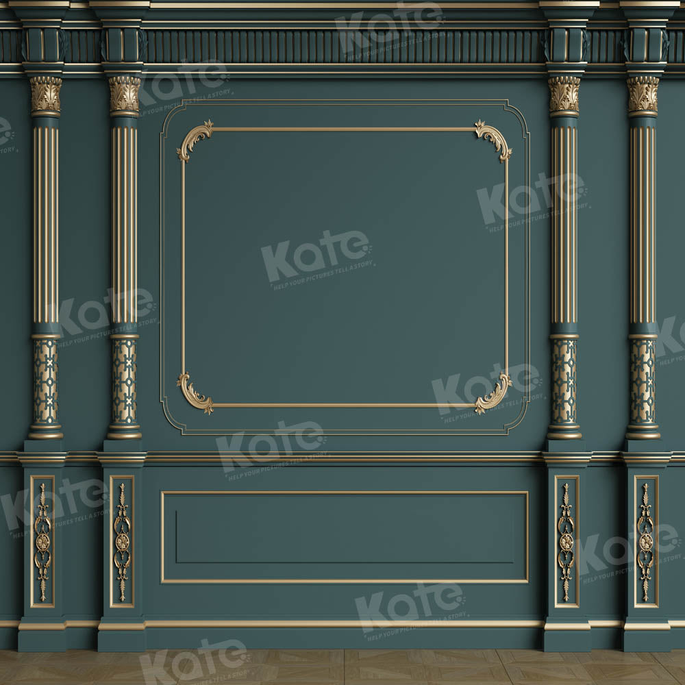 Kate Retro Interior Green Vintage Wall Golden Backdrop for photography -UK