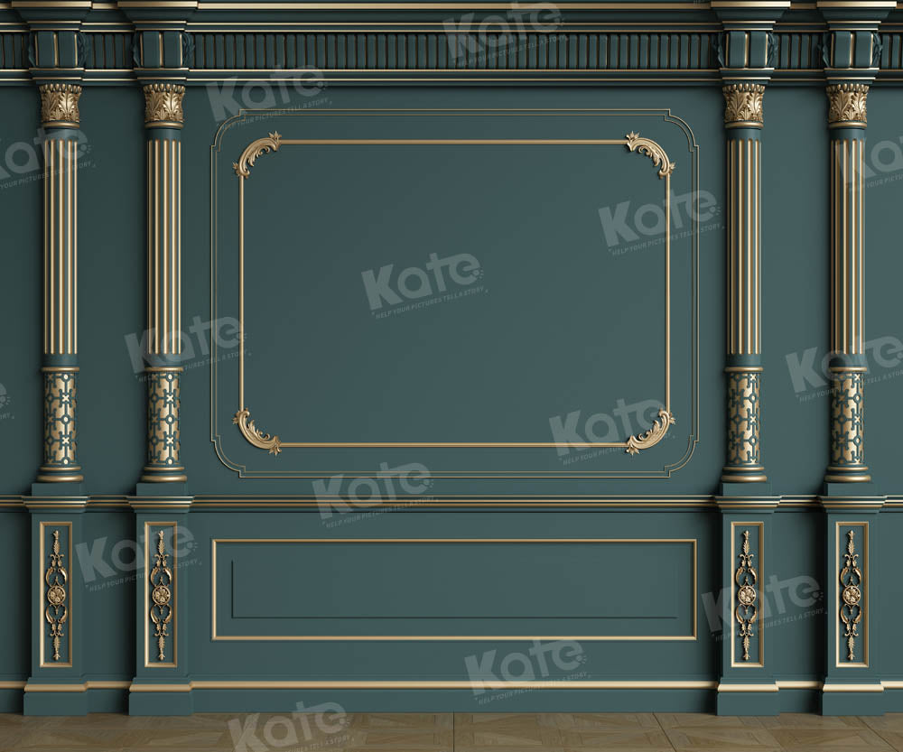 Kate Retro Interior Green Vintage Wall Golden Backdrop for photography -UK