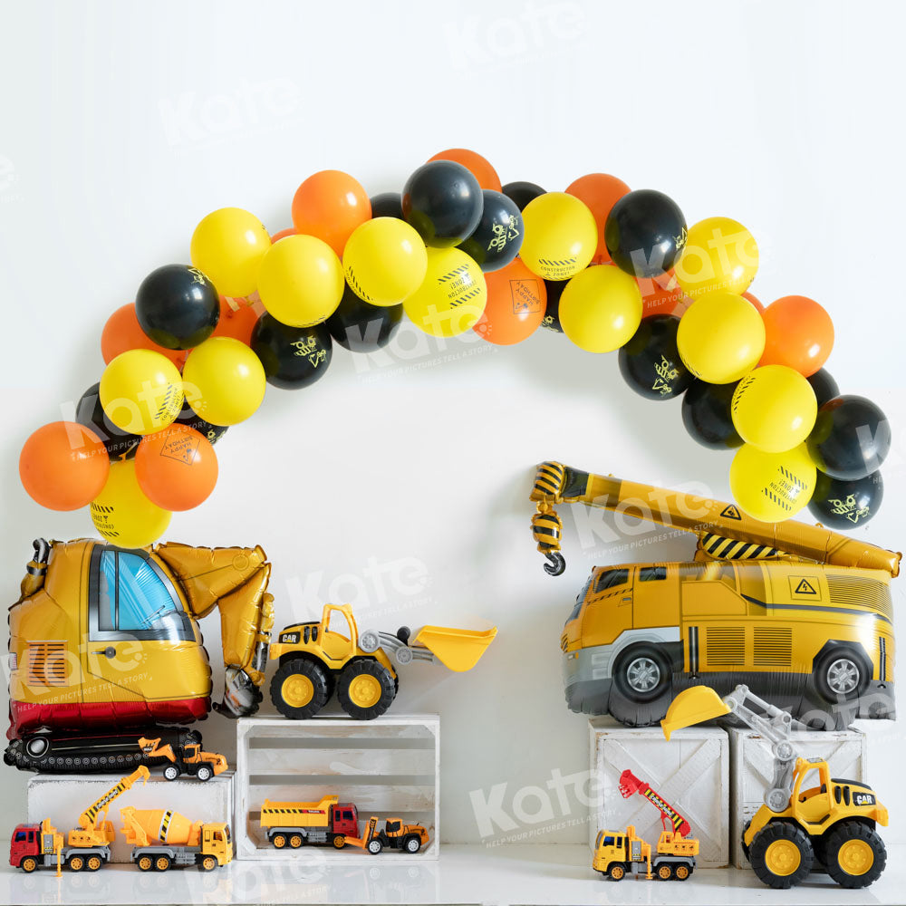 Kate Excavator Construction Balloons Boy Backdrop Designed by Emetselch -UK