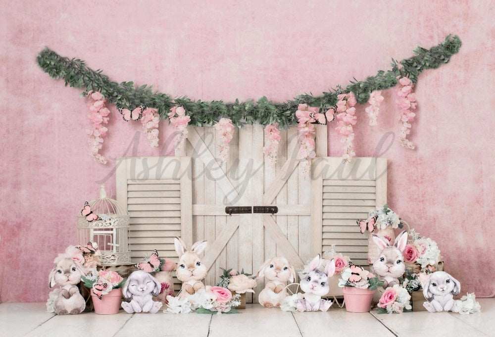 Kate Spring Bunny Pink Backdrop Designed by Ashley Paul -UK