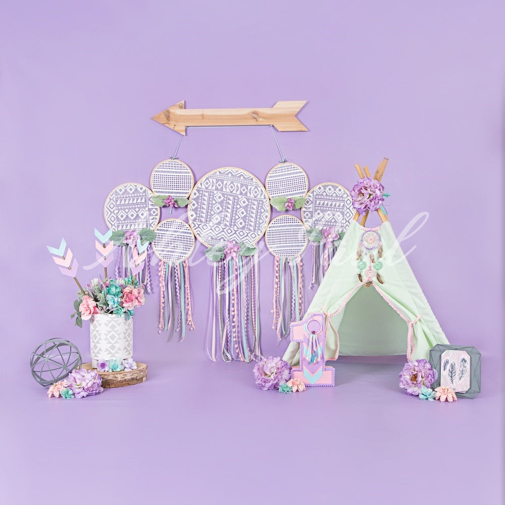 Kate Purple Wild Boho Cake Smash Backdrop Designed by Ashley Paul -UK