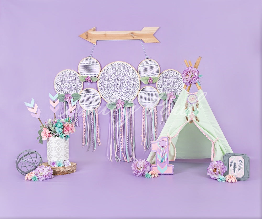 Kate Purple Wild Boho Cake Smash Backdrop Designed by Ashley Paul -UK