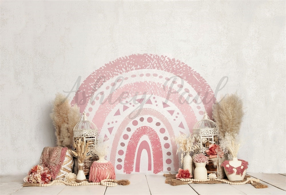 Kate Pink Rainbow Boho Backdrop Designed by Ashley Paul -UK