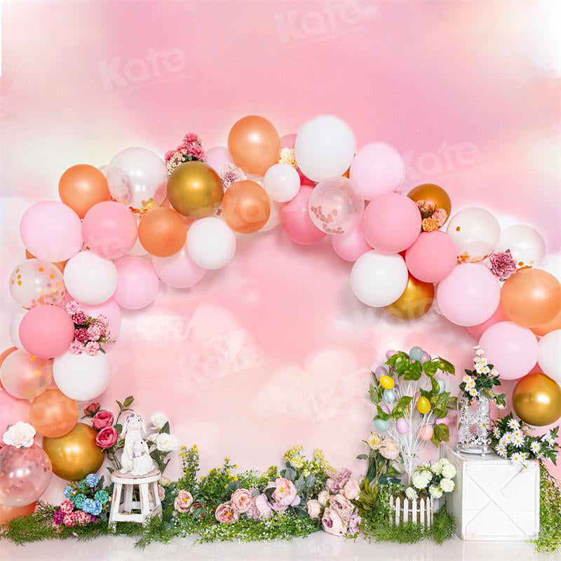Kate Easter Balloons Pink Flower Backdrop for Photography -UK