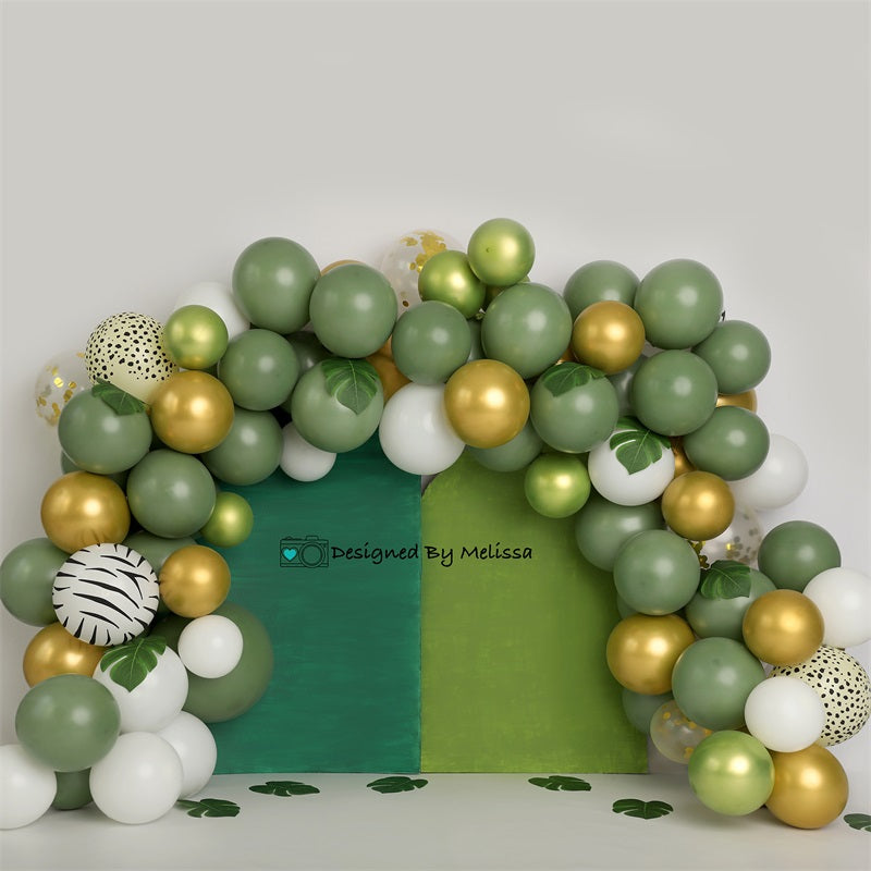 Kate Jungle Greens Balloons Backdrop Designed by Melissa King -UK