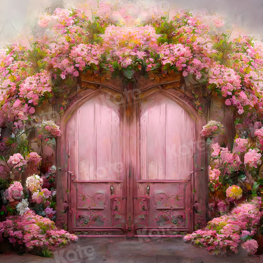Kate Oil Painting Pink Flower Door Backdrop for Photography -UK
