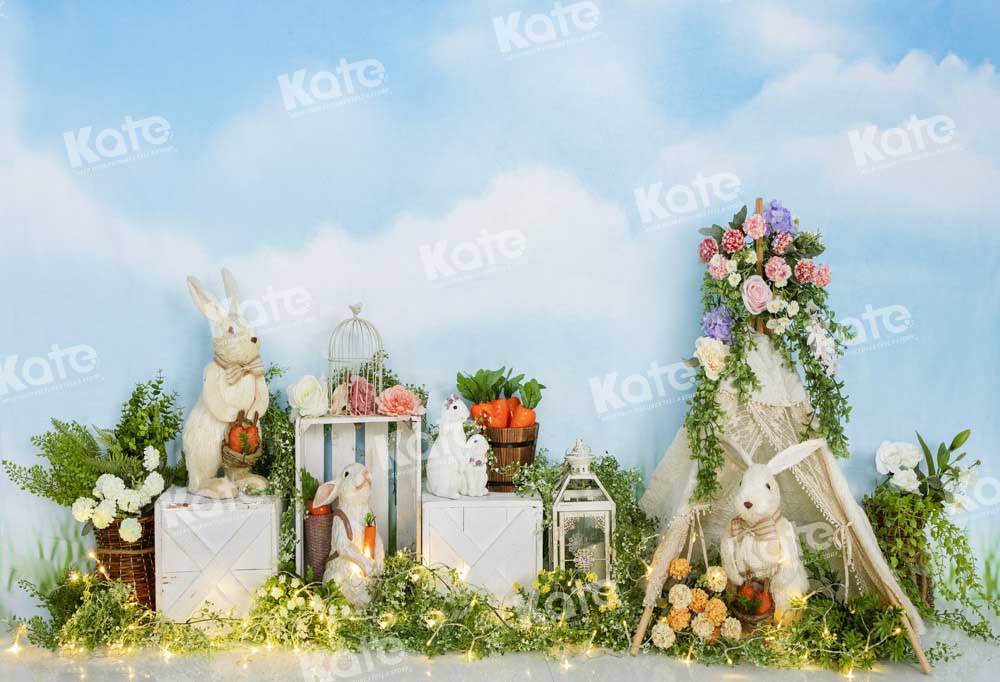 Kate Spring/Easter Bunny Camping Tent Backdrop Designed by Emetselch