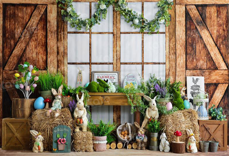 Kate Easter Wood Barn Bunny Backdrop for Photography -UK