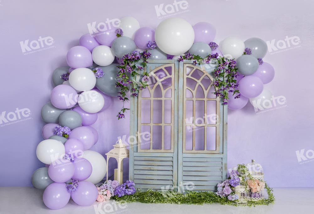Kate Spring Purple Balloons Garden of Eden Backdrop Designed by Emetselch -UK