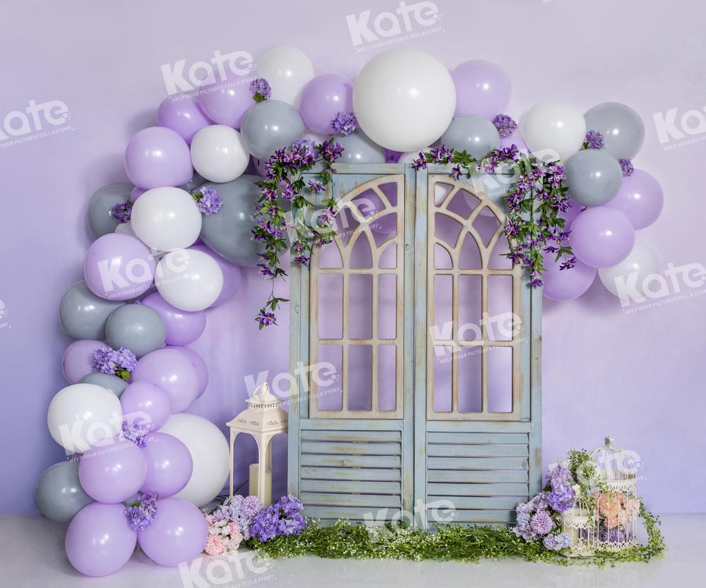 Kate Spring Purple Balloons Garden of Eden Backdrop Designed by Emetselch -UK