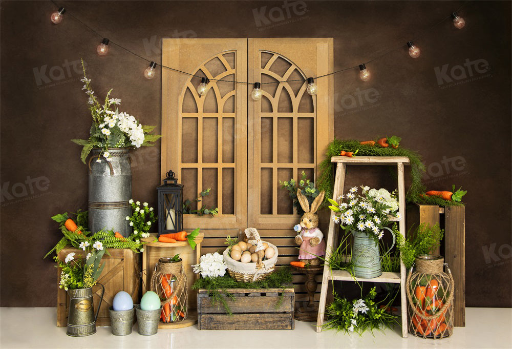 Kate Easter Bunny Brown Door Backdrop for Photography -UK