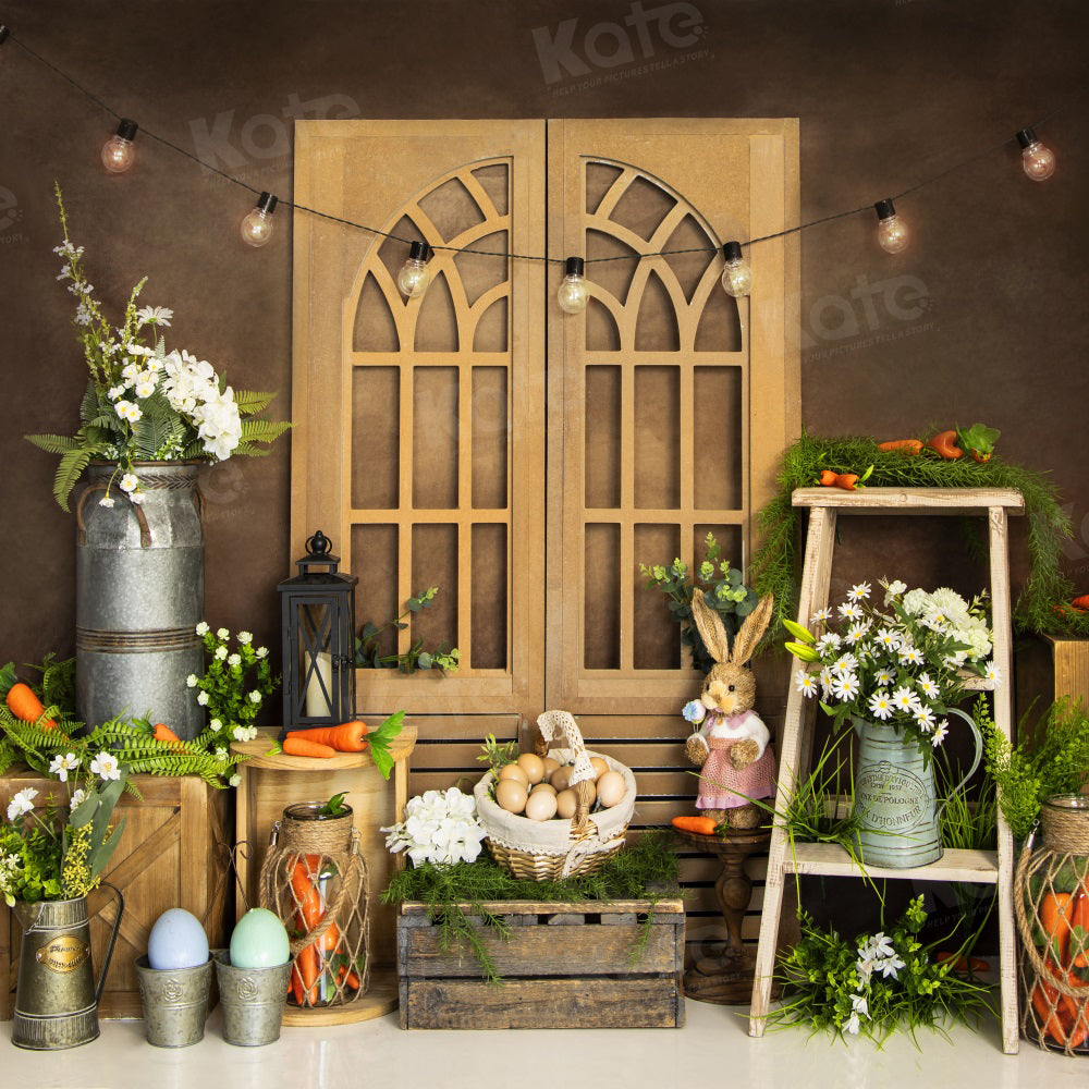 Kate Easter Bunny Brown Door Backdrop for Photography -UK