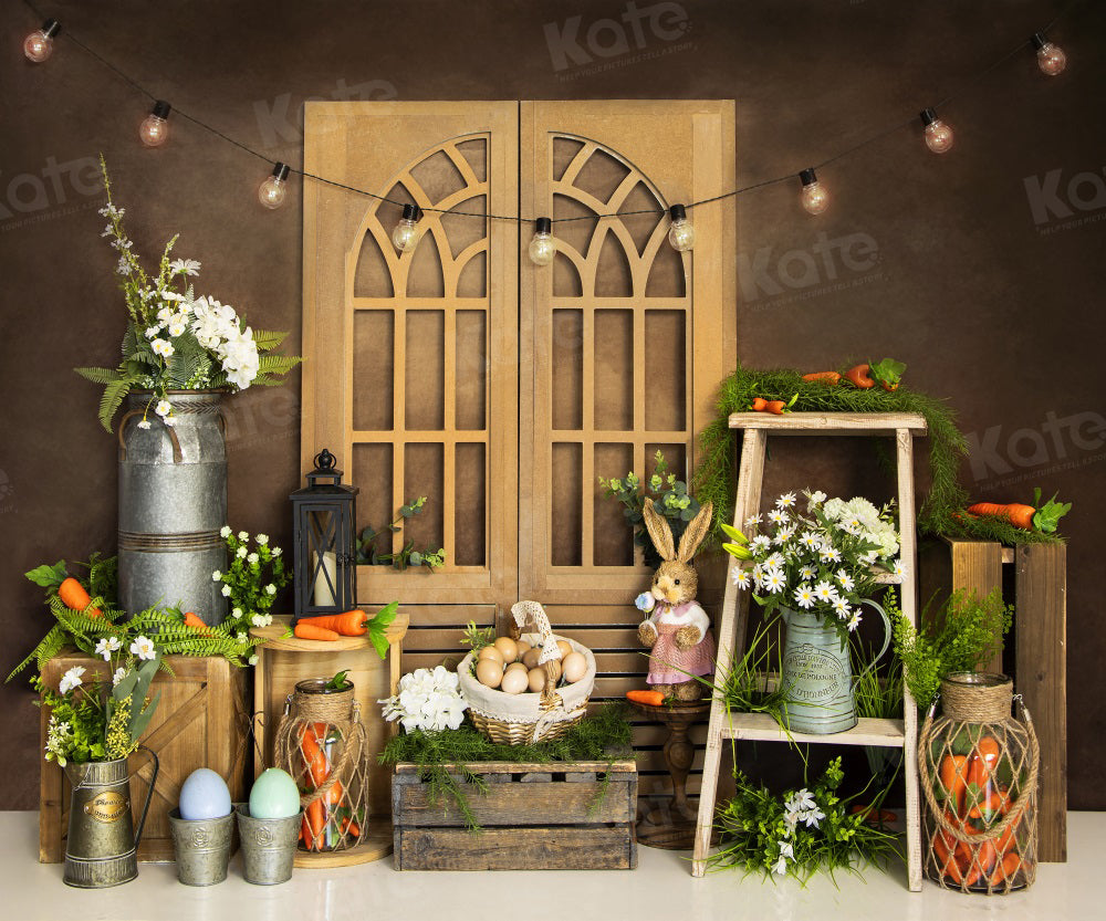 Kate Easter Bunny Brown Door Backdrop for Photography -UK