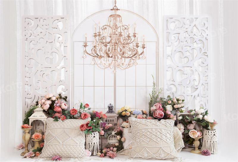 Kate Boho Spring Pillows Chandelier Backdrop for Photography -UK