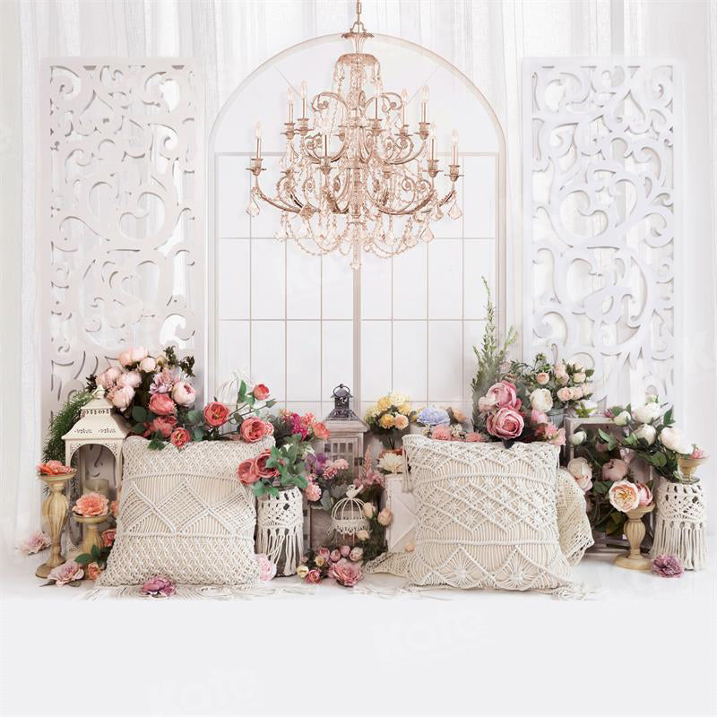 Kate Boho Spring Pillows Chandelier Backdrop for Photography -UK