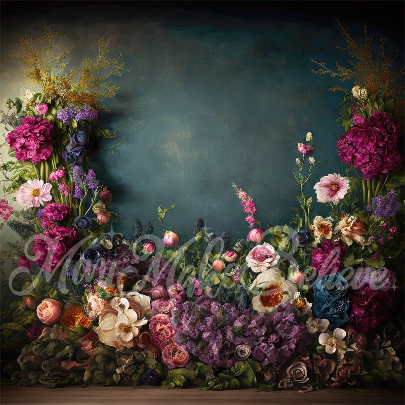 Kate Fine Art Flower Dark Teal Backdrop Designed by Mini MakeBelieve -UK