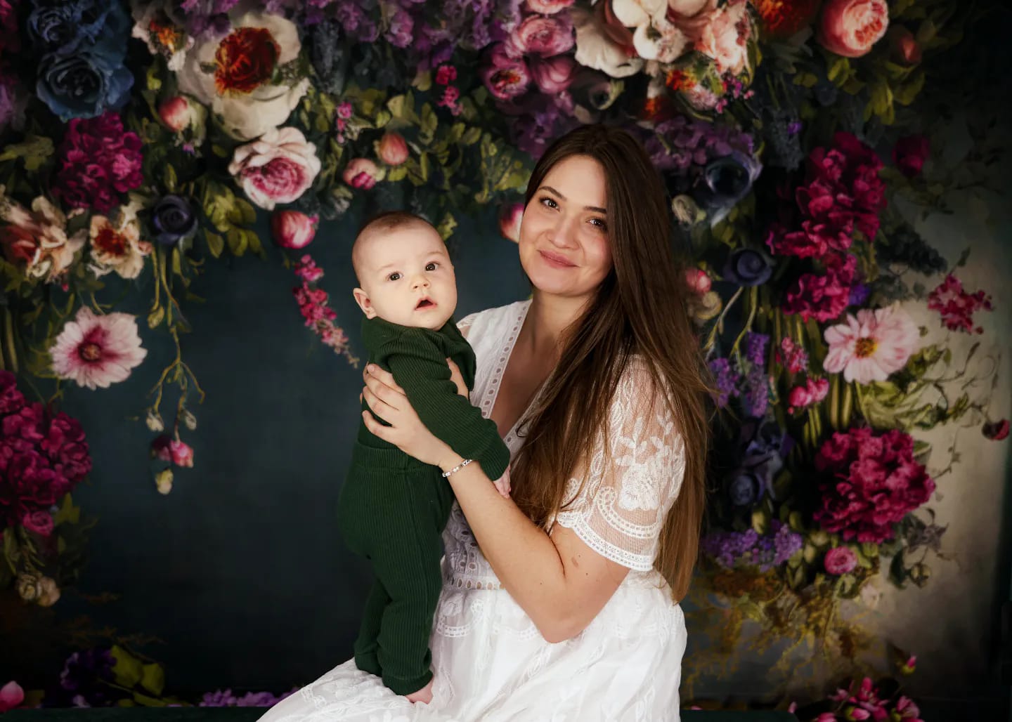 Kate Fine Art Flower Dark Teal Backdrop Designed by Mini MakeBelieve -UK