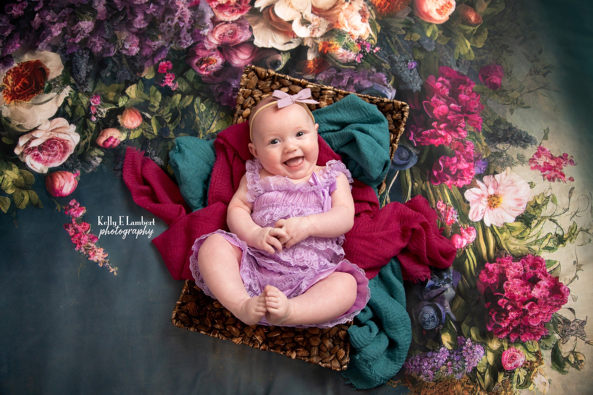 Kate Fine Art Flower Dark Teal Backdrop Designed by Mini MakeBelieve -UK