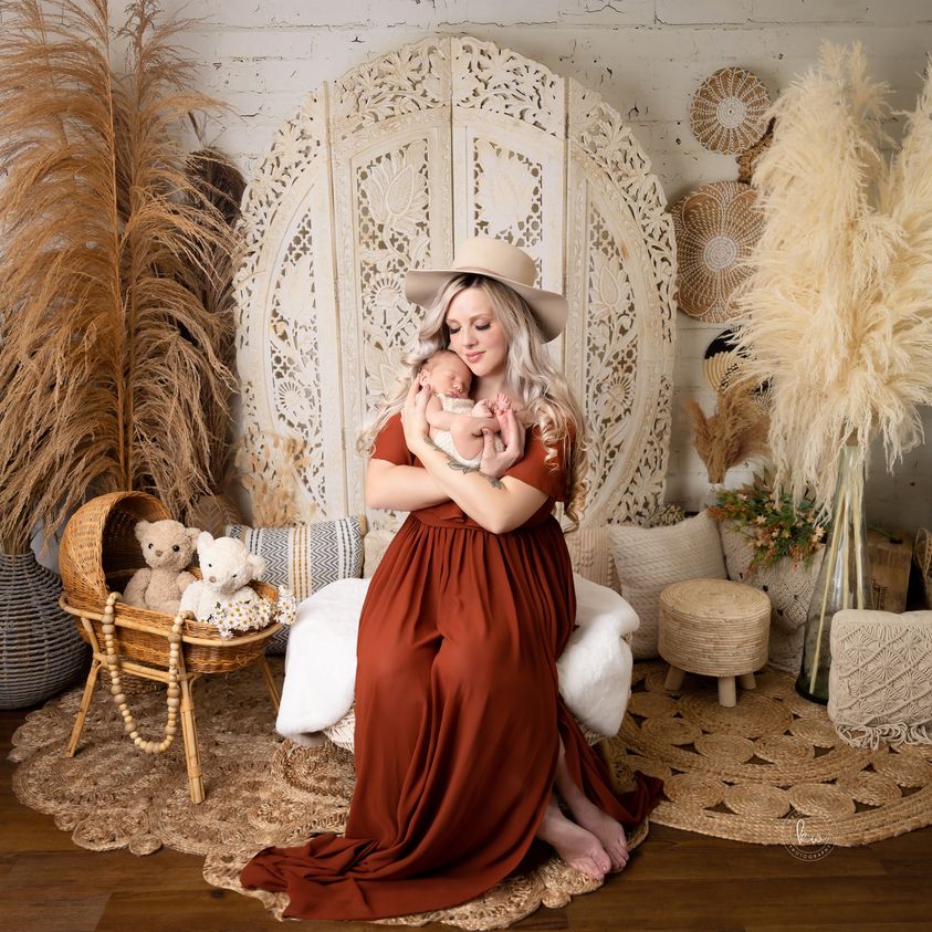 Kate Boho Screen with Pampas Grass Backdrop Designed by Mandy Ringe Photography -UK