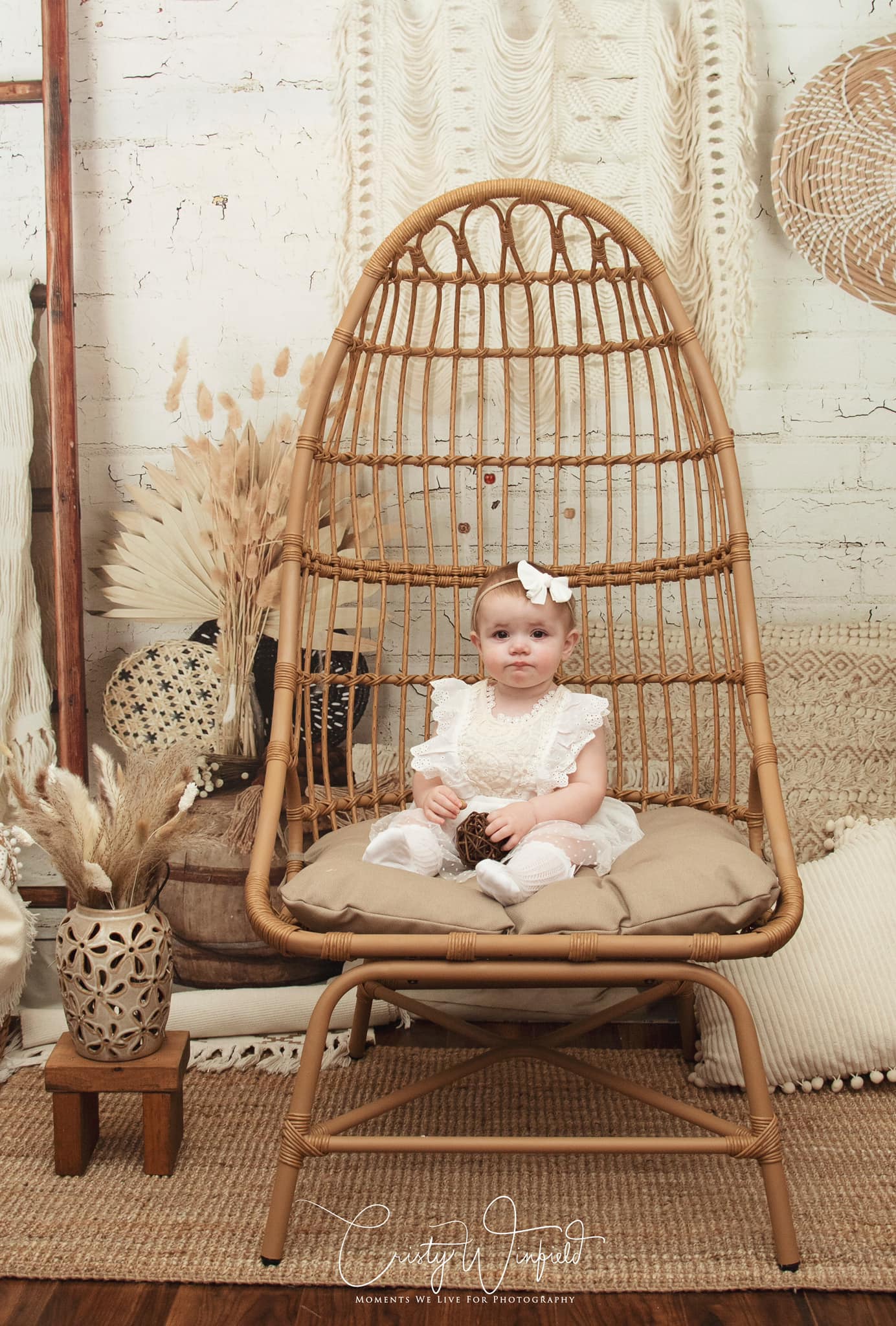 Kate Boho Macrame Wall with Baskets and Ladder Backdrop Designed by Mandy Ringe Photography -UK