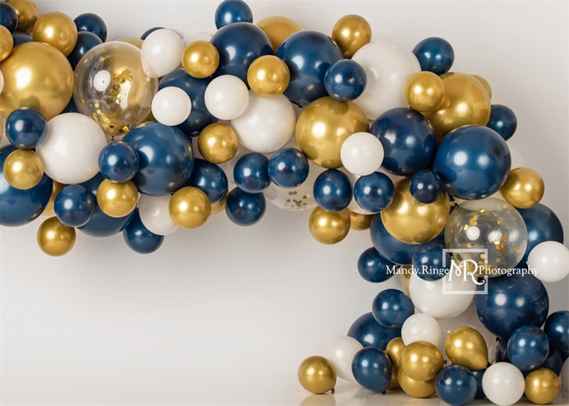 Kate Navy and Gold Balloon Garland Backdrop Designed by Mandy Ringe Photography -UK