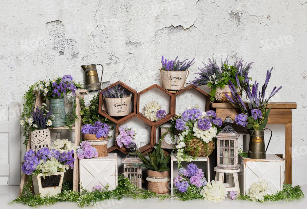 Kate Spring Lavender Old Wall Backdrop Designed by Emetselch -UK