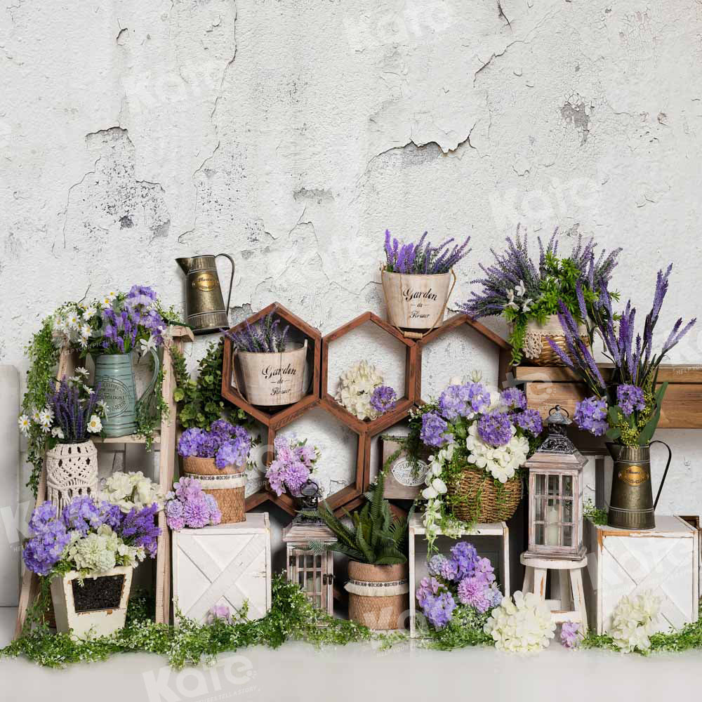 Kate Spring Lavender Old Wall Backdrop Designed by Emetselch -UK