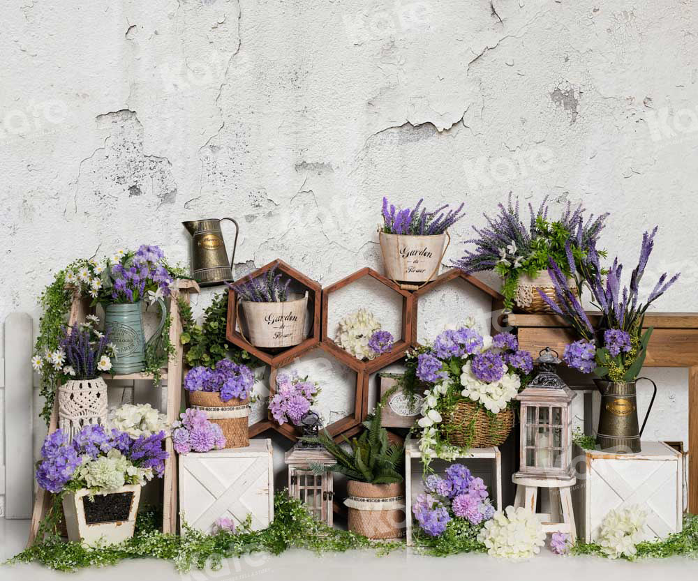 Kate Spring Lavender Old Wall Backdrop Designed by Emetselch -UK