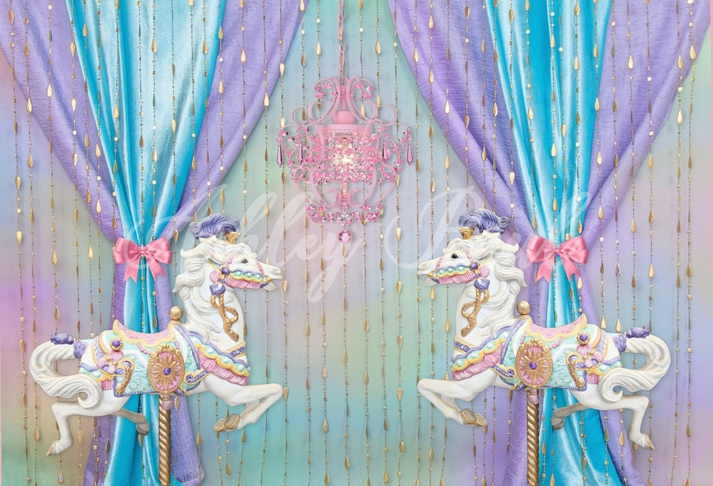 Kate Carousel Girl Birthday Backdrop Designed by Ashley Paul -UK