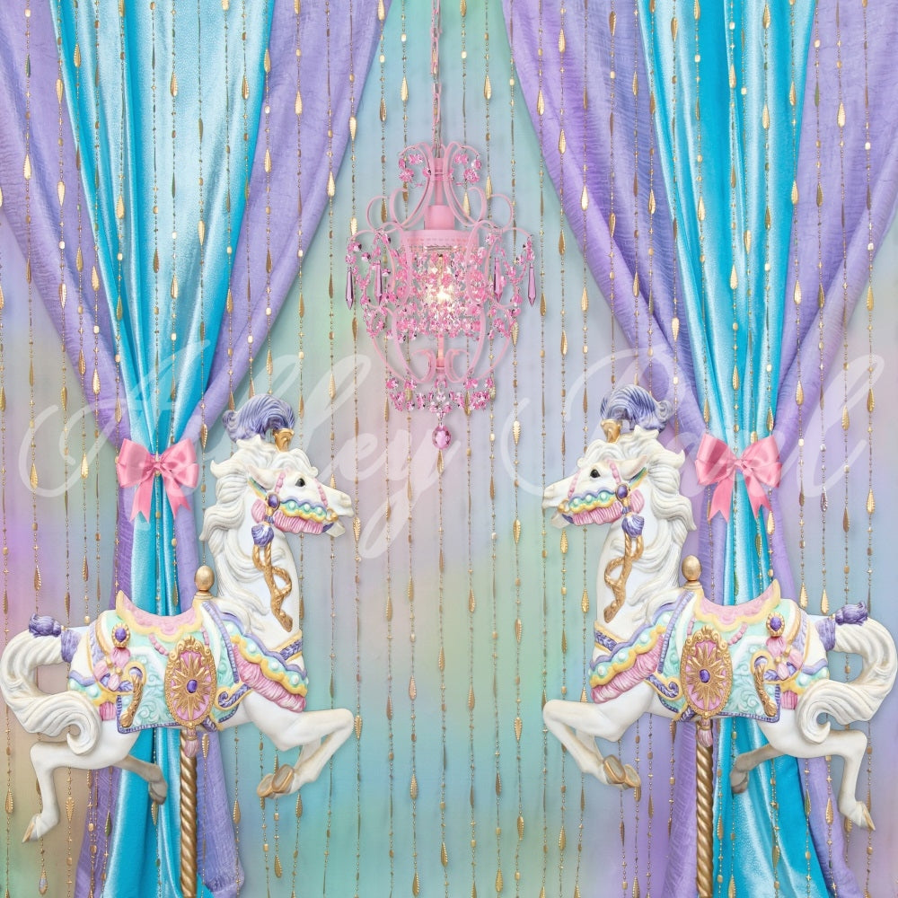 Kate Carousel Girl Birthday Backdrop Designed by Ashley Paul -UK