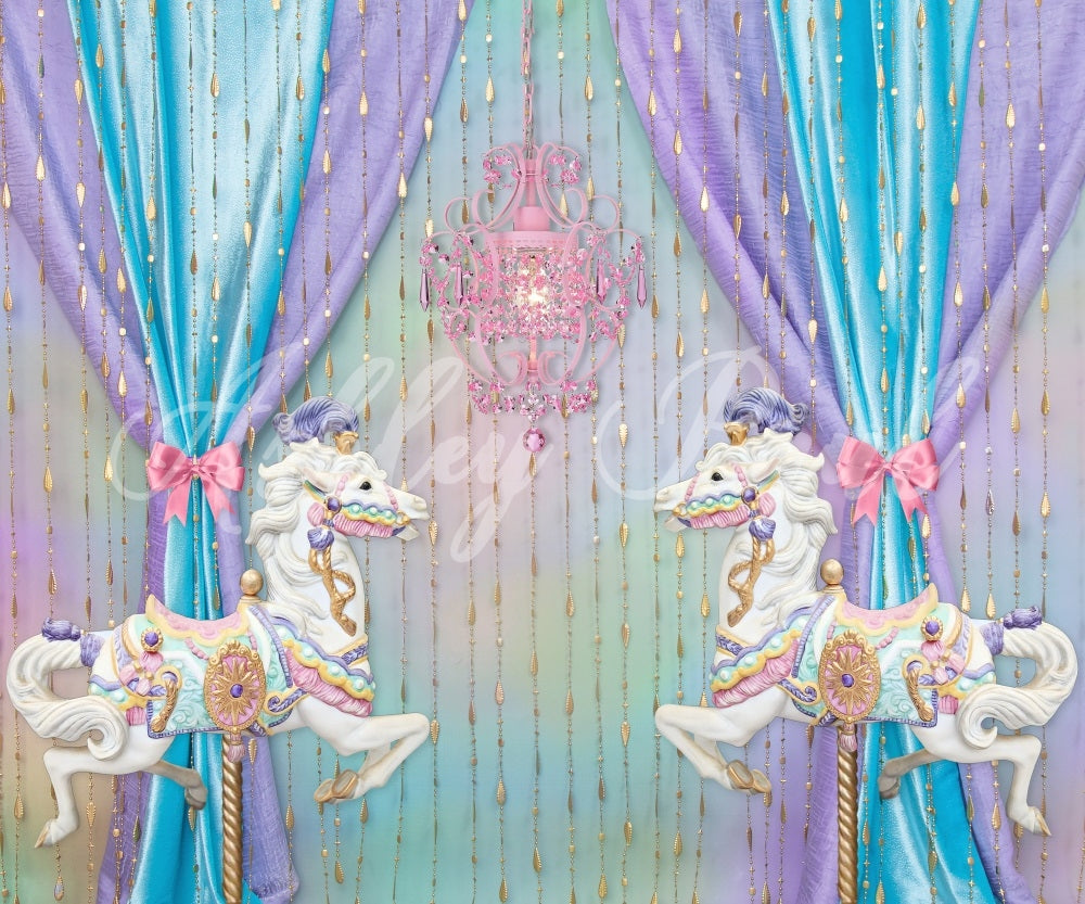 Kate Carousel Girl Birthday Backdrop Designed by Ashley Paul -UK