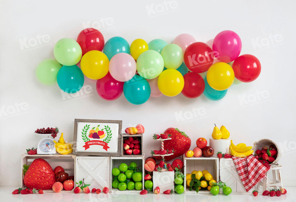 Kate Summer Colorful Balloons Fruit Backdrop Designed by Emetselch -UK