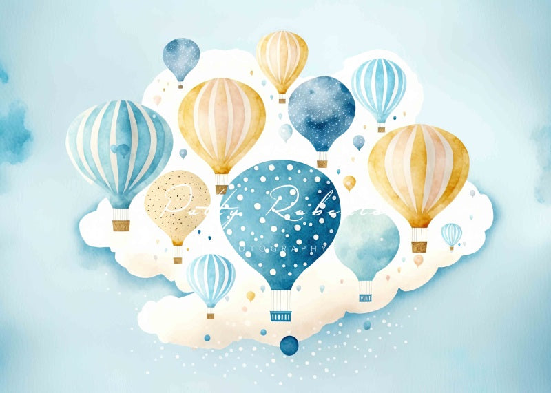 Kate Blue Hot Air Balloons Backdrop Designed by Patty Robert -UK