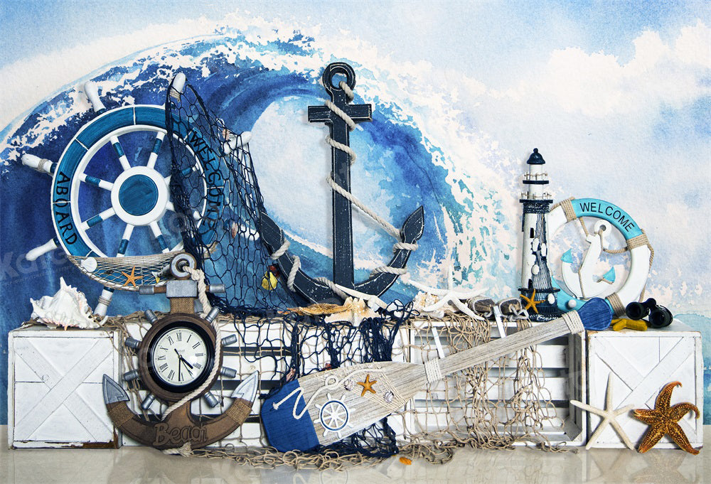 Kate Summer Go Fishing Wave Backdrop for Photography -UK