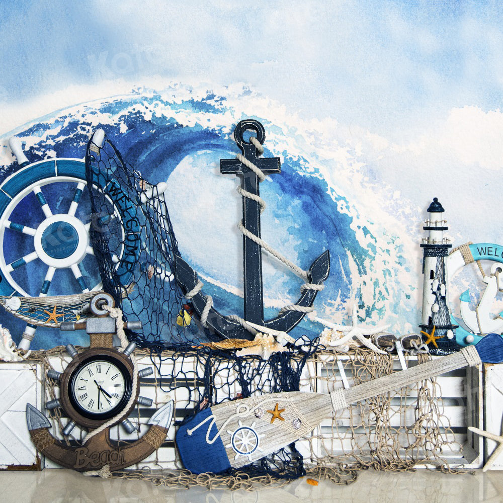 Kate Summer Go Fishing Wave Backdrop for Photography -UK