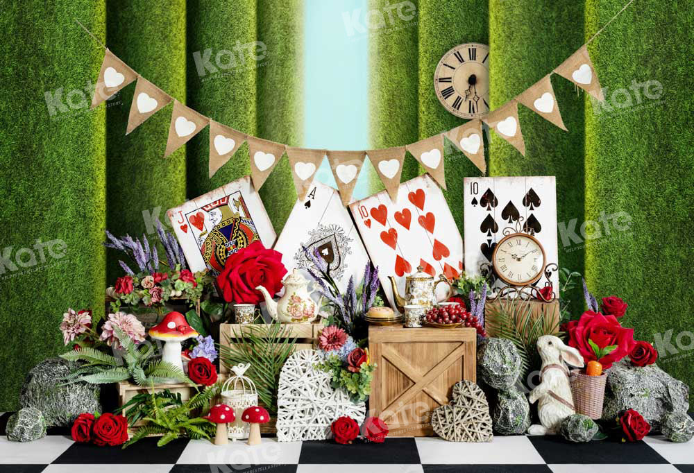 Kate Playing Cards Roses Rabbits Backdrop Designed by Chain Photography -UK